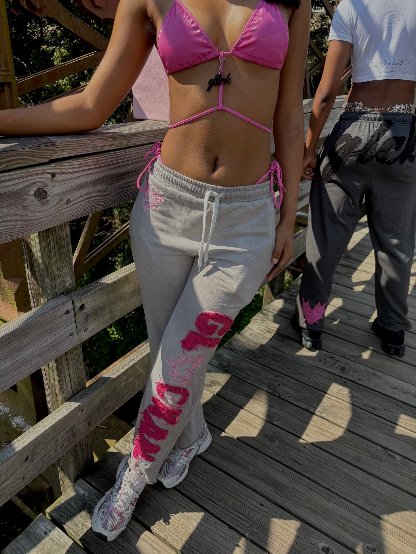 Glckani Grey & Pink Sweatpants
